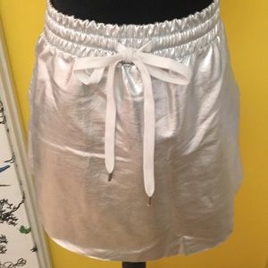 NWT Silver Metallic Drawstring Mini Skirt Size 1X
